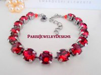 Birthstone Crystal Bracelet made with Chatons / Metal Cup Chain  / Mother's day Gift / Round Setting 8mm