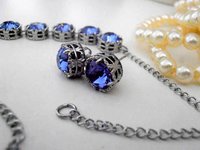 Tanzanite Crystal Necklace in Platinum, Art Deco Bridal Blue Choker, Wedding Statement Jewelry, Anniversary Gift for Wife