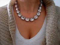 Diamond Clear Crystal Riviere Necklace Anna Wintour Chunky Collet Statement Art Deco Choker Oval Bib Mom Gift