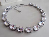 Diamond Clear Crystal Riviere Necklace, Anna Wintour Chunky Collet, Statement Art Deco Choker 4120, Oval Filigree Bib, Mom Gift