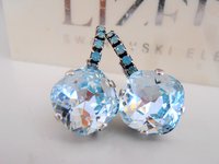 Light Azore Cushion Cut Drop Earrings in Antique Silver