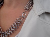 Statement Chainmaille Necklace, Flat Thick Chainmail Jewelry for Women, Weave Bohemian Long Chain Necklace, Fashion Accessories