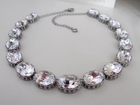 Diamond Clear Crystal Riviere Necklace, Anna Wintour Chunky Collet, Statement Art Deco Choker 4120, Oval Filigree Bib, Mom Gift