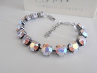 Aurora Borealis Crystal Tennis Bracelet / Link Tennis Cupchain / Bohemian/ Surgical Steel Chain / Gift For Her