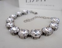 Clear Rivoli Crystal Bracelet, Tennis Cup chain, Silver Bridal Jewelry 1122, Anna Wintour, Wife Birthday Gift