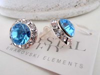 Blue Aquamarine Halo Crystal Earrings | Bridesmaids Jewelry