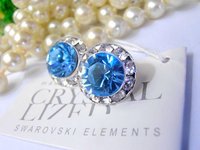 Blue Aquamarine Halo Crystal Earrings | Bridesmaids Jewelry