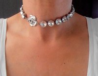 Rose Bud Rivoli Choker Necklace, Cupchain Collet, Bridal Statement Collet in Antique Silver, Anna Wintour