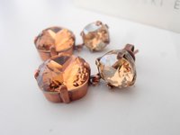 Brown Smoked Topaz Cushion Cut Earrings / Dangle Drop / Antique Copper Crystal Jewelry / Birthday Gift for her