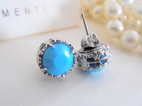 Turquoise Crystal Stud Earrings | Art deco Summer Jewelry