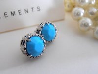 Turquoise Crystal Stud Earrings | Art deco Summer Jewelry