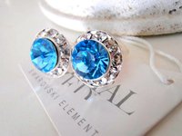 Blue Aquamarine Halo Crystal Earrings | Bridesmaids Jewelry