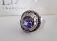 Tanzanite Crystal Adjustable Ring in Antique Silver, Statement Gothic Jewelry, Zamak Rings, Birthday Gift for Women