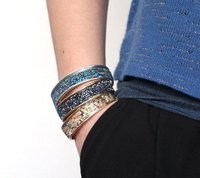 Open Metal Cuff Bracelet with Crystal Rocks, Wrist Statement Bangles, Boho Layering Jewelry for Women, Birthday Gift for Girlfriend