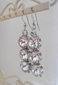 Diamond Clear Long Bridal Earrings / Wedding Day Art Deco Jewelry / Statement Dangles / Anniversary Gift