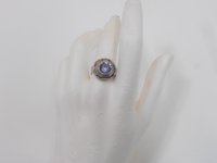 Tanzanite Crystal Adjustable Ring in Antique Silver, Statement Gothic Jewelry, Zamak Rings, Birthday Gift for Women