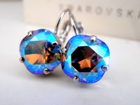 Black Diamond Shimmer Crystal Earrings 4470 / Cushion Cut Lever back Dangle & Drop Jewelry / 10mm /Minimalist Women Birthday Gift