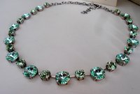 Chrysolite Green Crystal Necklace,Tennis Cup Chain Choker, 12mm Rivoli 1122 Collet, Statement Women Jewelry, Birthday gift