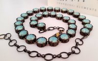 Pacific Opal Crystal Filigree Necklace | Antique Bronze Jewelry