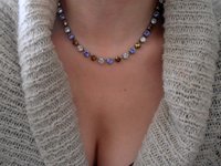 Multicolor Tanzanite Crystal Tennis Necklace, Chatons Collet, Cup chain Choker, Tanzanite Blue/Dorado Brown, Gift For Her