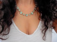 Chrysolite Green Crystal Necklace,Tennis Cup Chain Choker, 12mm Rivoli 1122 Collet, Statement Women Jewelry, Birthday gift