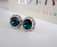 Emerald Green Halo Earrings | Crystal Studs | Wedding Day Jewelry