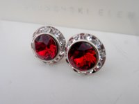 Ruby Halo Stud Earrings, Faceted Red Crystals, Wedding Jewelry, Girlfriend Anniversary Gift