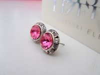 Rose Pink Halo Stud Earrings | Stainless Steel Studs | Valentines Women Gift