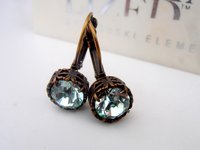 Chrysolite Crystal Bezel Earrings in Antique Bronze