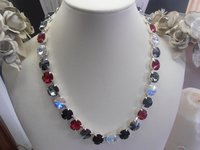 Red Black Rivoli Crystal Necklace, Tennis Choker 12mm, Anna Wintour Jewelry, Women Gift's