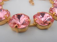 Rose Peach Square Bracelet 4470 / Gold Tennis Cup chain Cushion Cut Jewelry / Women Birthday Gift / Square 12mm Setting