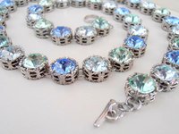 Crystal Art Deco Multi-color Necklace in Platinum, Wedding Jewelry for Her, Birthday Gift for Mom, Long Filigree Necklace