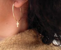 Minimalist Cross Hoop Earrings - Gold Filled Hoops - Dainty Religious Jewelry - Circle Earrings for Women - Girl Birthday Gift