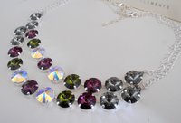 Anna Wintour Amethyst Olivine Rivoli Crystal Tennis Necklace Silver Choker Statement Party Jewelry Collet Cup chain Women's Birthday Gift