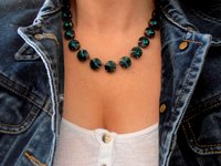 Emerald Green Rivoli Necklace 14mm, Anna Wintour Collet, Statement Jewelry, Antique Bronze Jewelry,Tennis Cup chain, Gift for her