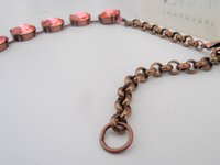 Peach Rose Tennis Crystal Necklace, Anna Wintour Choker, Statement Copper Jewelry, 14mm Antique Cup chain 1122, Woman Gift