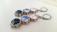 Blue Multi Colors Crystal Choker, Art Deco Platinum Jewelry, 30th Anniversary Gift