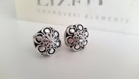 Metal Statement Stud Earrings / Antique Silver Rose Flower Jewelry / Bohemian / Girls Boho Prom Studs / Floral Embellishment / Birthday Gift