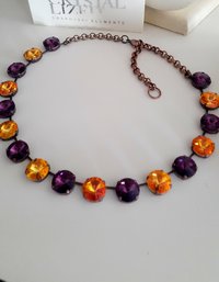 Amethyst Topaz Crystal Necklace, Rivoli Collet Necklace, Statement Cup Chain 14mm, Brandy Yellow Choker, Anna Wintour Jewelry