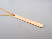 Gold Filled Long Vertical Bar Necklace / Minimalist Pave Pendant / Dainty Layering Jewelry / Birthday Prom Gift for Woman