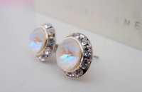 Light Grey Delite Halo Crystal Earrings / Pierced Studs / Statement woman Jewelry / Rhinestone Crystal Earrings / Birthday Girls Gift