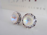 Light Grey Delite Halo Crystal Earrings / Pierced Studs / Statement woman Jewelry / Rhinestone Crystal Earrings / Birthday Girls Gift