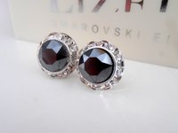 Black Hematite Rhinestone Halo Earrings | Girls Gift