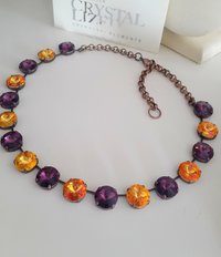 Amethyst Topaz Crystal Necklace, Rivoli Collet Necklace, Statement Cup Chain 14mm, Brandy Yellow Choker, Anna Wintour Jewelry