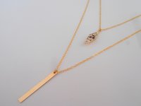 Gold Filled Long Vertical Bar Necklace / Minimalist Pave Pendant / Dainty Layering Jewelry / Birthday Prom Gift for Woman