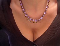 Lavender layering Necklace, Crystal Chain jewelry, Double Strand, Copper setting, Women Birthday Gift