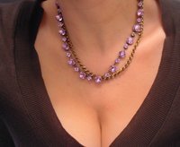 Lavender layering Necklace, Crystal Chain jewelry, Double Strand, Copper setting, Women Birthday Gift