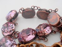 Antique Pink Choker Necklace made with Oval Crystals, Anna Wintour Statement Collet, Oval Antique Copper Jewelry, Birthday Gift