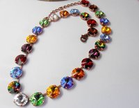 Rainbow Crystal Choker, Necklace in Copper, Anna Wintour Statement Rivoli Collet, Women Jewelry, Birthday Gifts