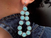 Statement Pacific Opal Chandelier Long Earrings / Coctail Art Deco Bridal Jewelry / Dangle & Drop / Birthday gift